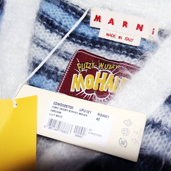 BNWT SS22 MARNI GROOVY STRIPED MOHAIR CARDIGAN 42 - Picture 8 of 11